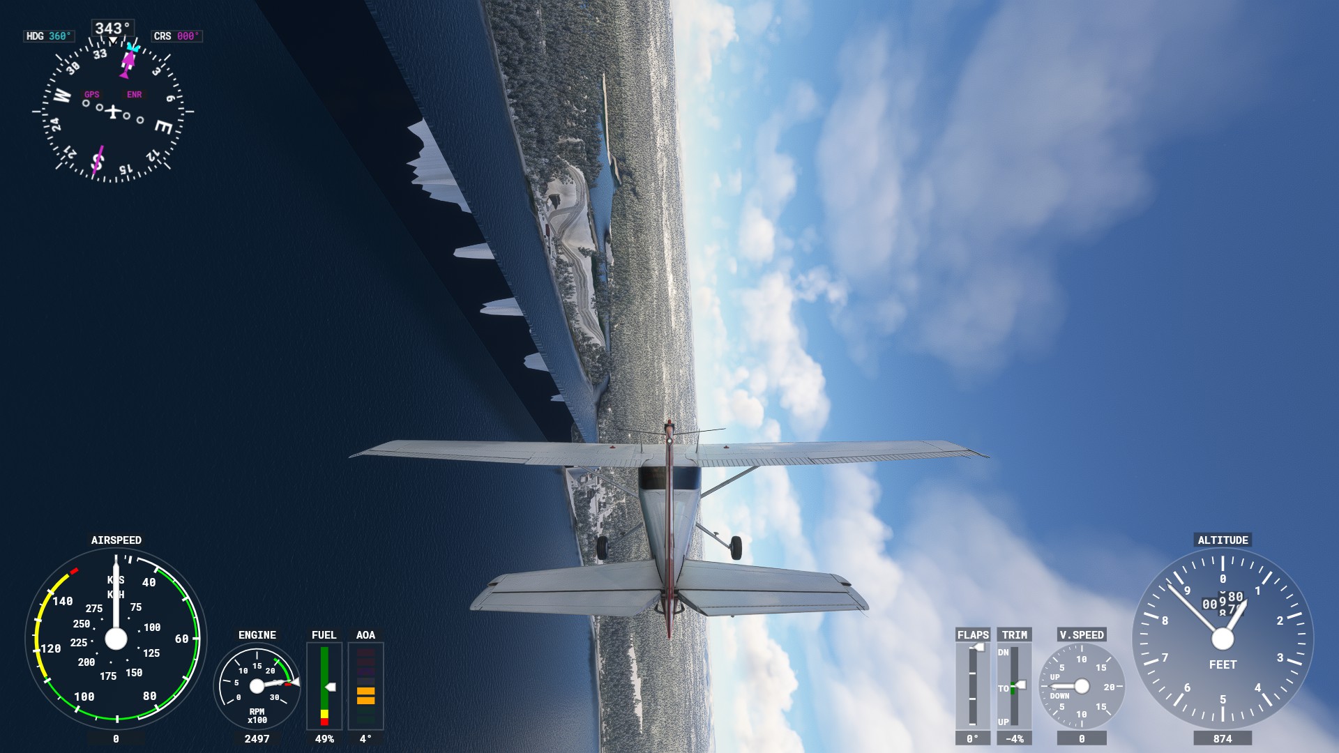 Glitched terrain flying cars in Gaspé and north shore of St Lawrence