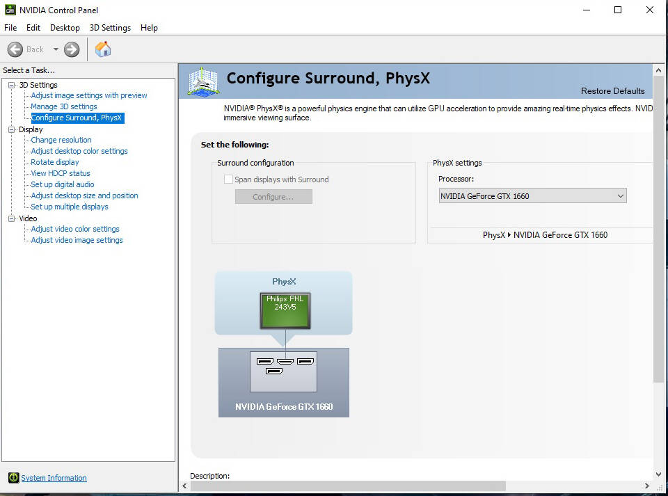 How to Configure Surround Physx Configuration  