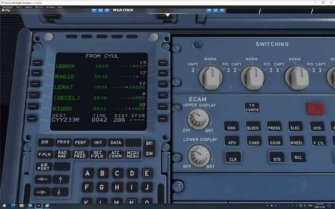 MSFS A320 MCDU  UDNOX TO RIDOD