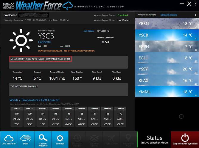 REX WeatherForce_5hourOldMetar