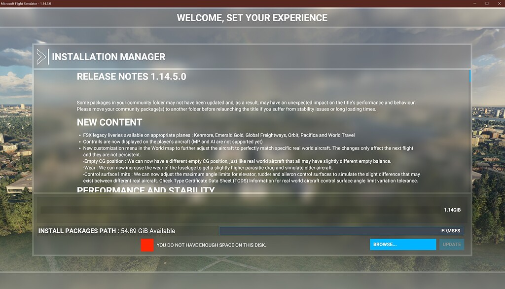 Microsoft Flight Simulator install size is 127GB, but you'll be