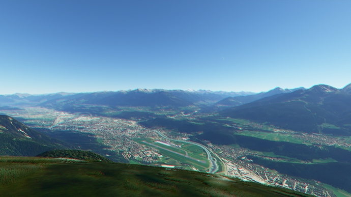3 D picture anaglyph Innsbruck from above