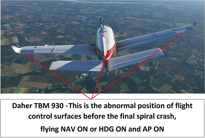 Daher TBM 930 flight control surfaces spin crash