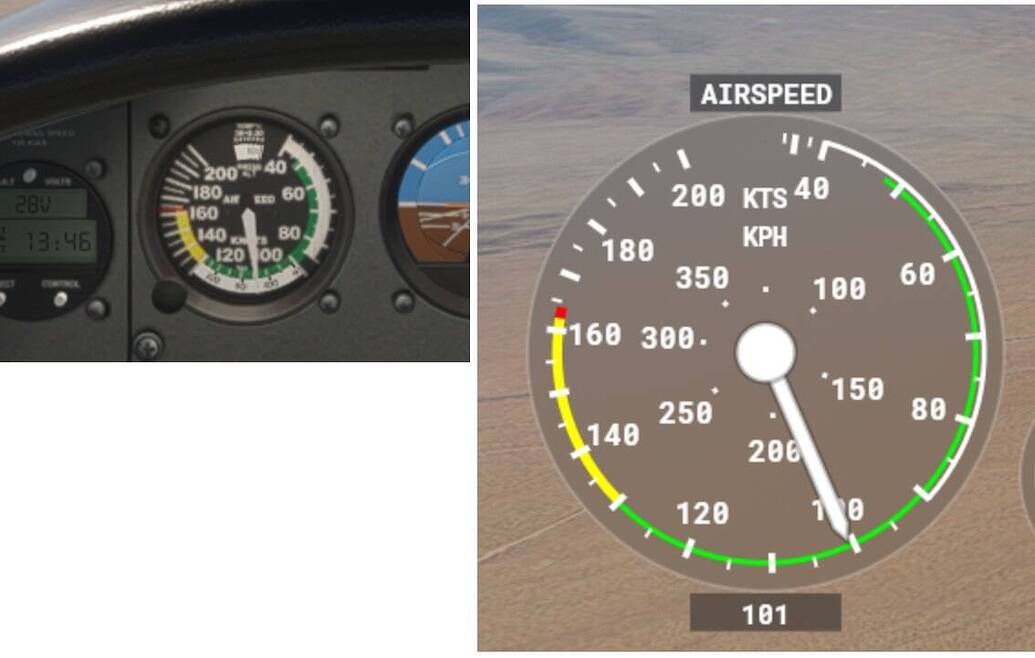 Cessna 172 Gauges version speed discrepancy Aviate, Navigate