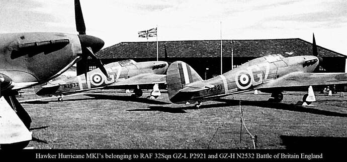 Hurricane-I-RAF-32Sqn-GZL-P2921-and-GZH-N2532-Battle-of-Britain-England-1940-01