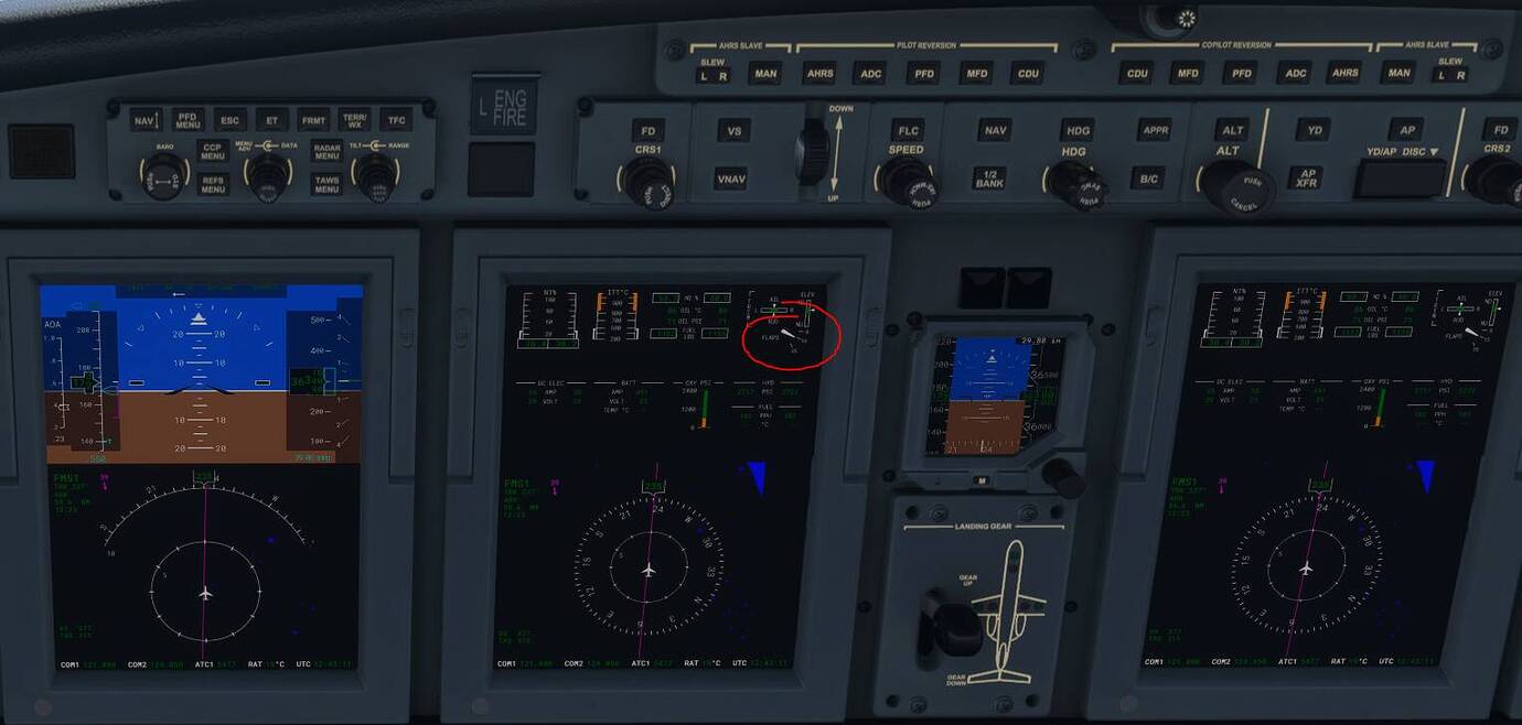 ESC Pause deploys spoilers and full flaps while in flight Aircraft