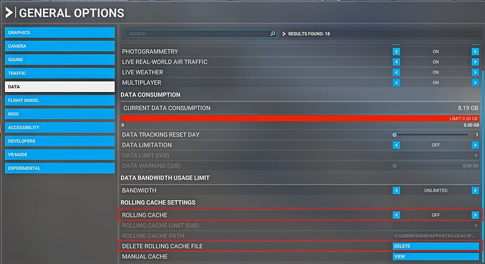 Rolling Cache Settings