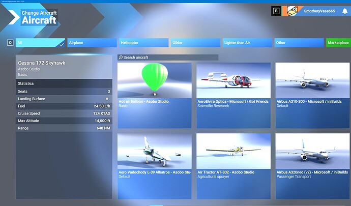 Aircraft Selection - v1.5.3.0