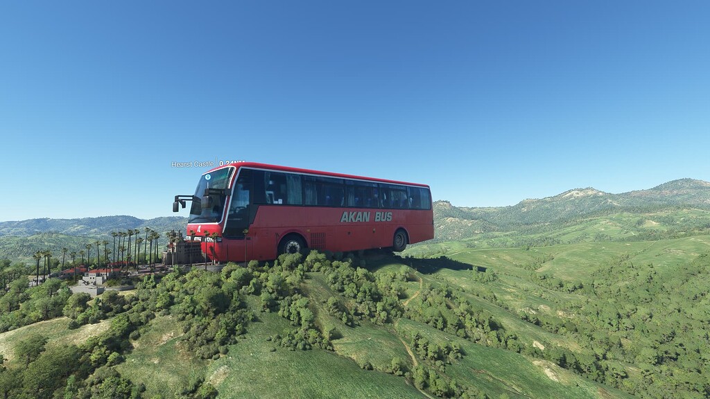 Big Red Bus on Top of Hearst Castle World Discovery Microsoft