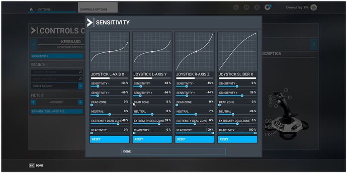 Sensitivity settings