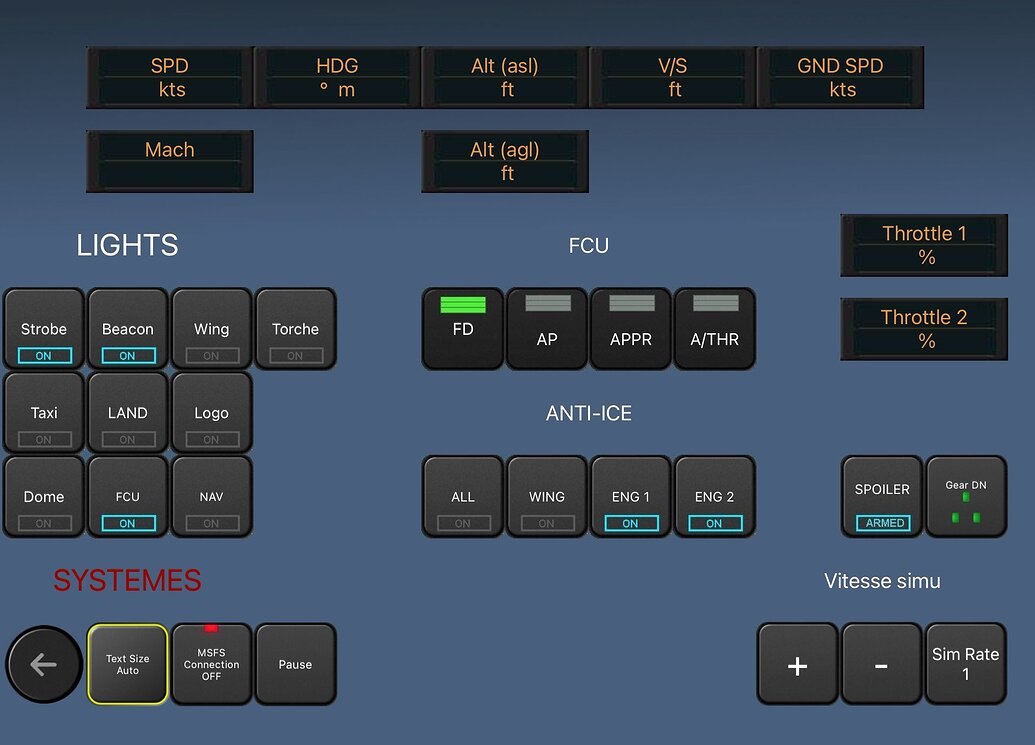 Touch Portal with Control Plugin for MSFS 2020 SDK Microsoft Flight