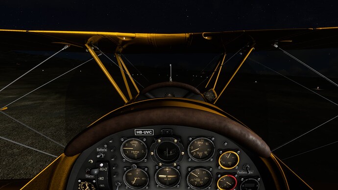 Cockpit lit up by rotating light