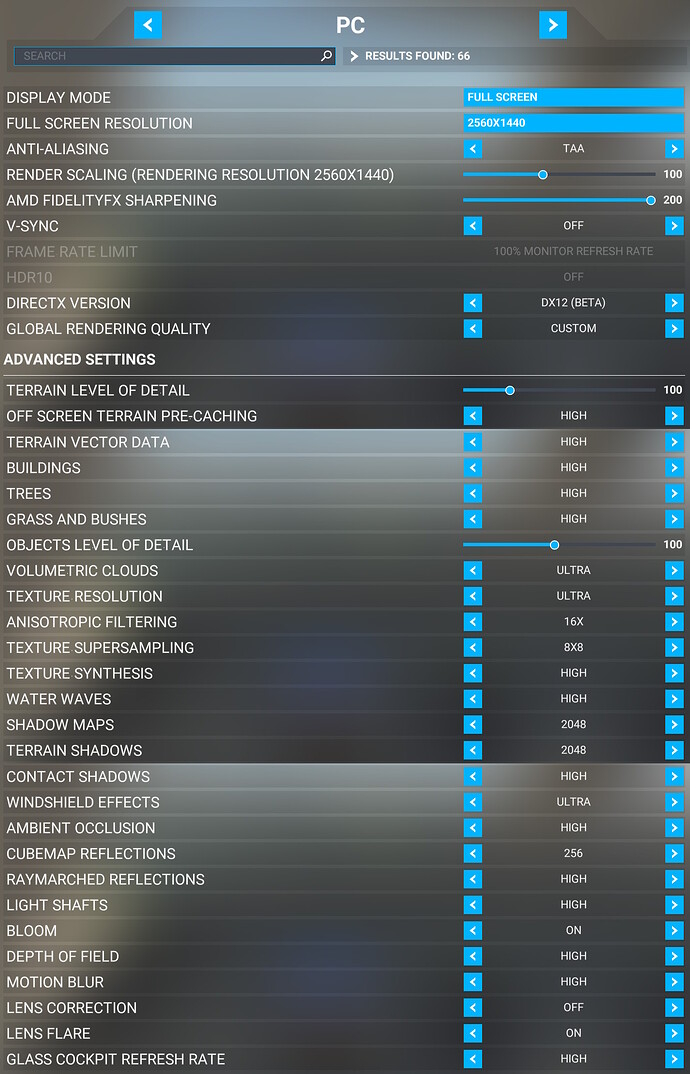 MSFS Settings