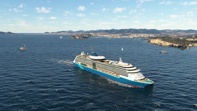 Cruise Ship along the coast of Ibiza