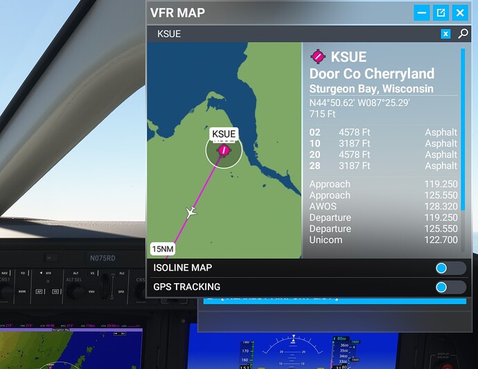 VFR map correctly showing different AWOS and Unicom freqs