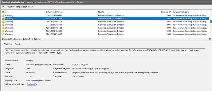 Low Virtual Memory CTD - Crashes (CTDs) - Microsoft Flight Simulator Forums