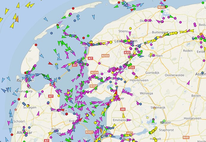 Shipping traffic waddenzee and Ijselmeer Netherlands