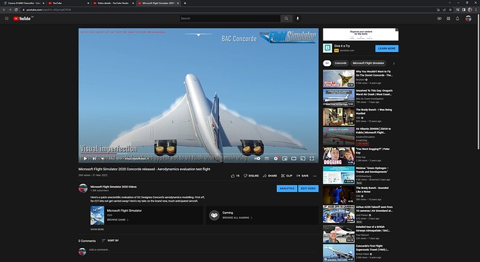 Microsoft Flight Simulator 2020 Concorde released - Aerodynamics evaluation test flight - YouTube - Google Chrome 02_04_2022 13_30_13
