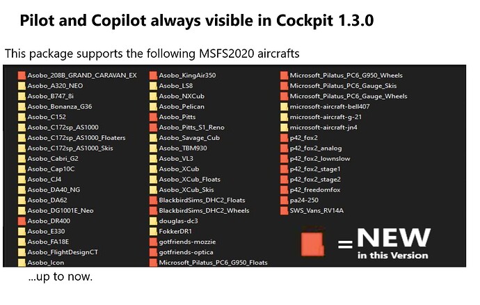 Pilot and Copilot always visible in Cockpit