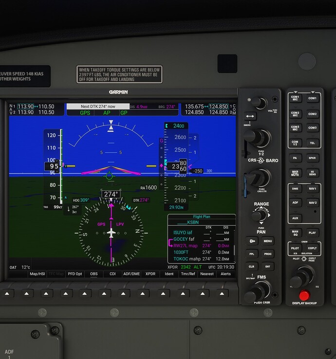 KSBN RNAV 27L  APR engaged and GP actively descending