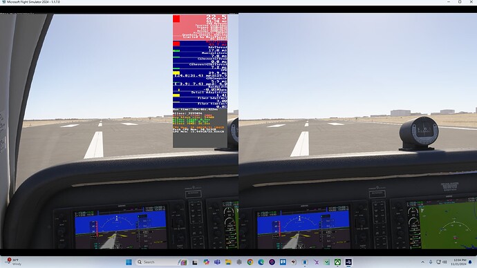 MSFS 2024 VR High Settings TAA Varjo Base 4.5 at KTPL motion smoothing disabled