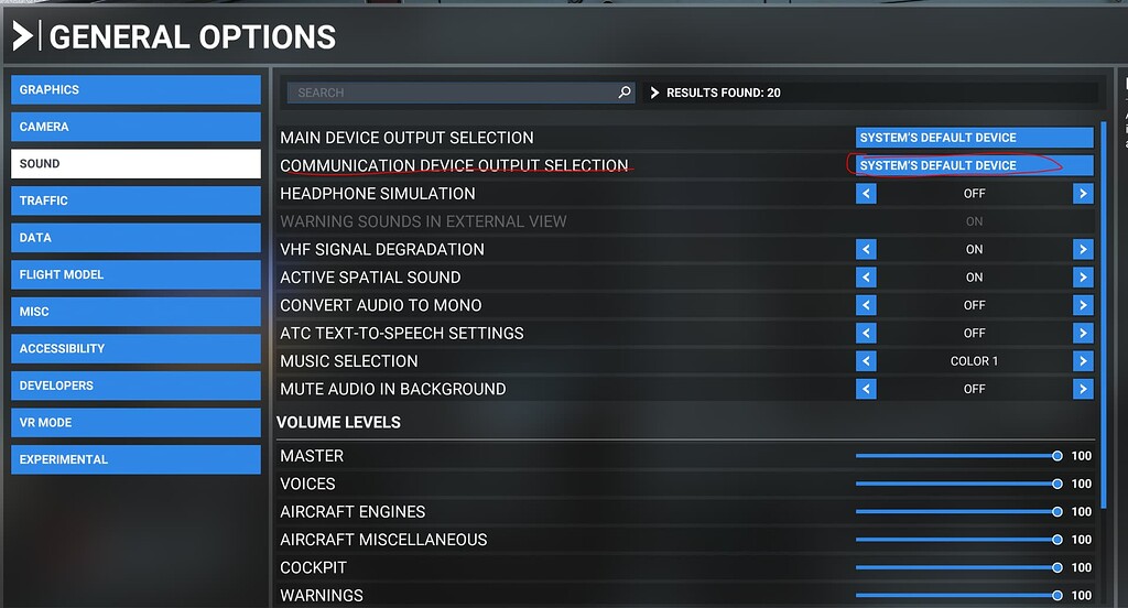 No Warning Sounds if Communication Device Selected Aircraft & Systems Microsoft Flight