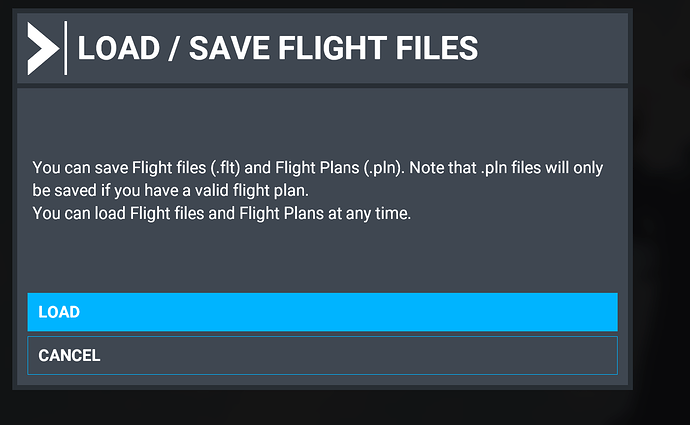 Load or Save Flight Plans
