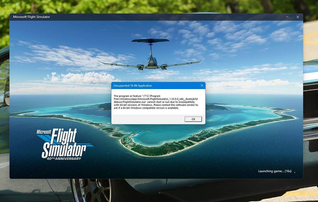 MSFS Will Not Load Displays Error See Screen Shot Hardware 