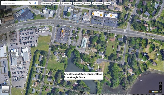 Dock Landing Road from Google Aerial View