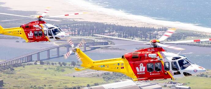 Westpac Life Saver Rescue Helicopers over Newcastle NSW