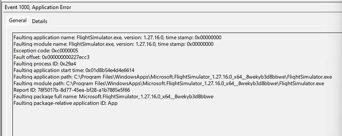 Constant CTD Every Flight Now (ntdll.dll) - Resolved - Microsoft Flight ...