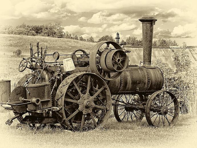 steam-powered-tractor-sepia-steve-harrington