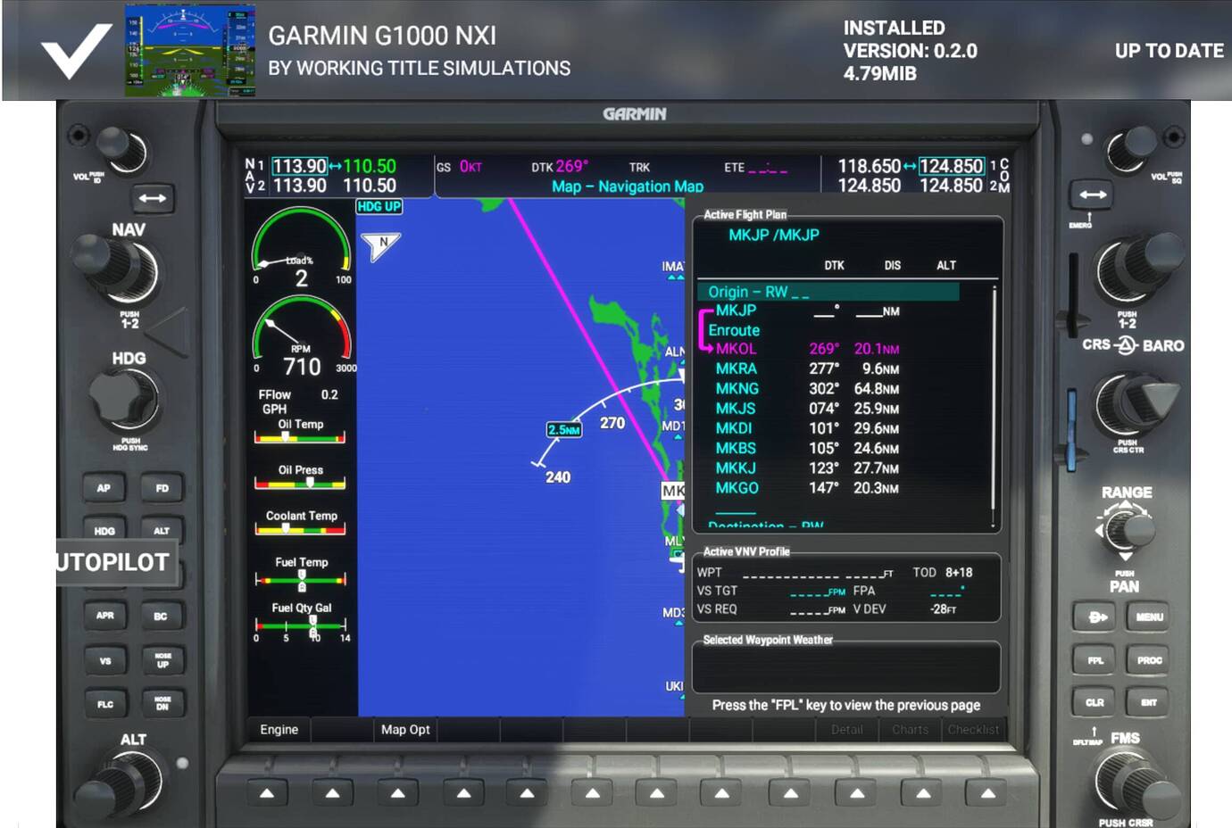 Why Custom Waypoints Are Not Followed By APNAV Mode G1000 NXi Addon