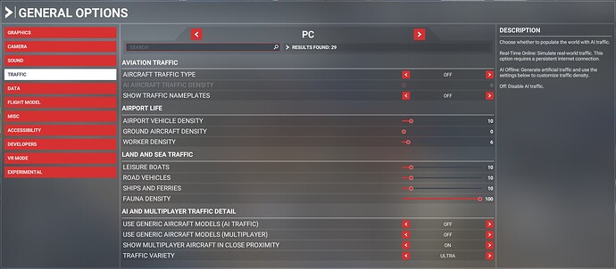 MSFS Traffic Options