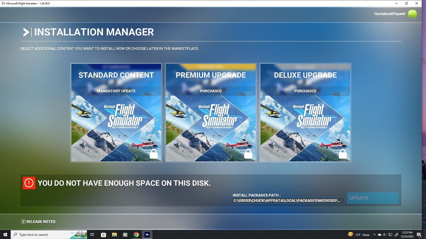 How Much Space Is Needed Tech Support Microsoft Flight Simulator 