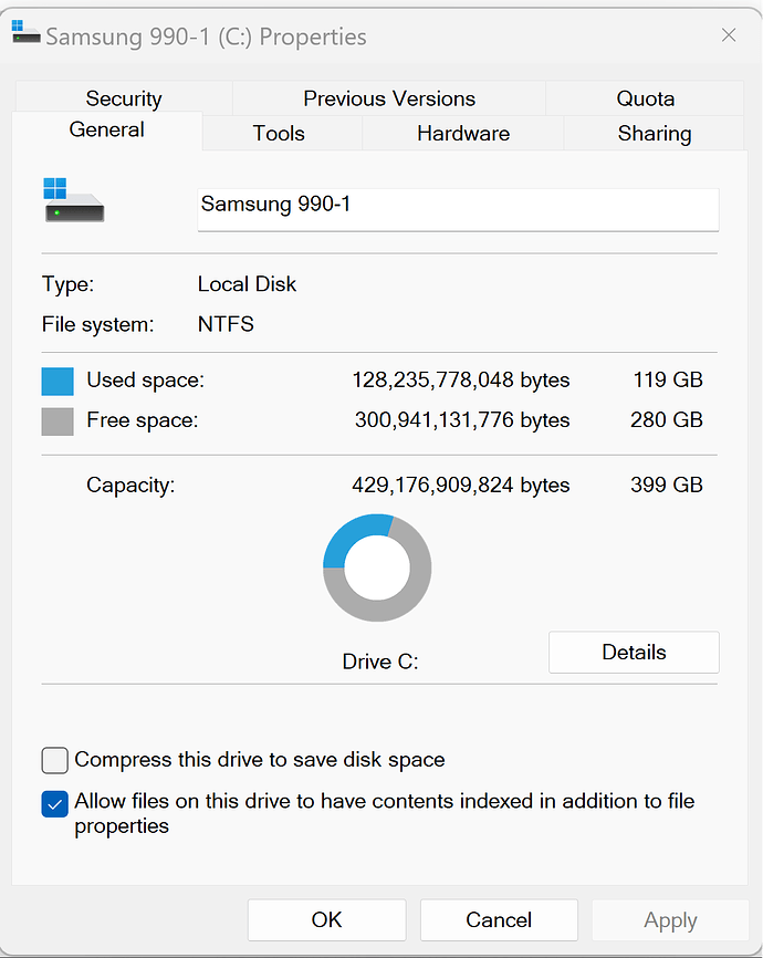 Windows Partition on the  C drive