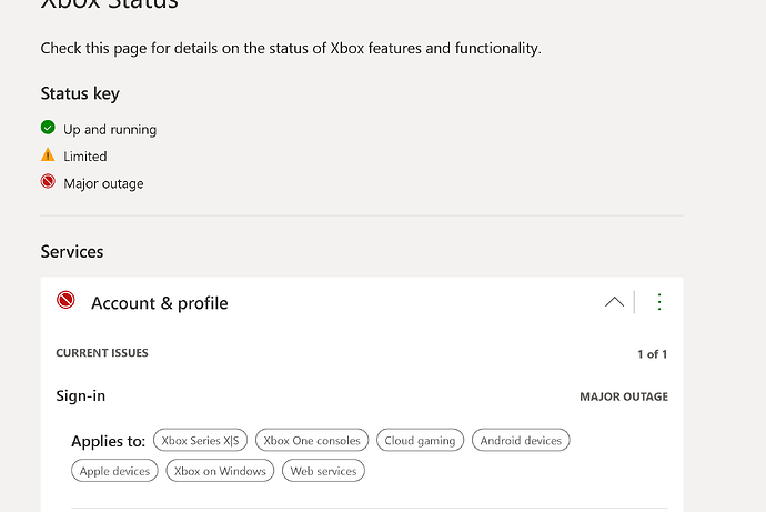 Xbox major outage