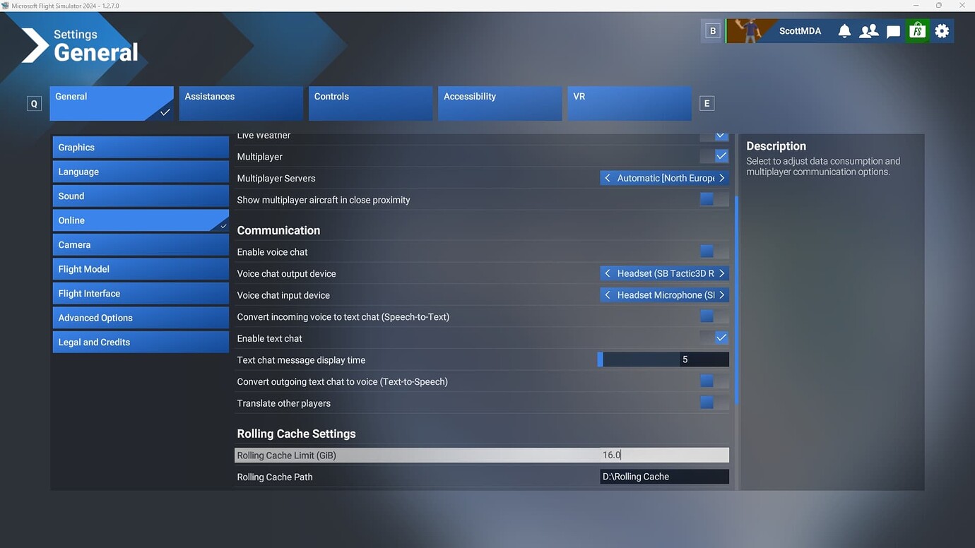 How to change the rolling cache User Interface & Activities Microsoft Flight Simulator Forums