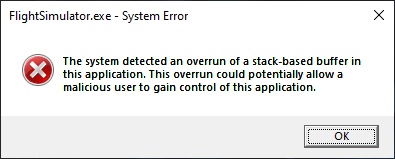 MSFS System Error