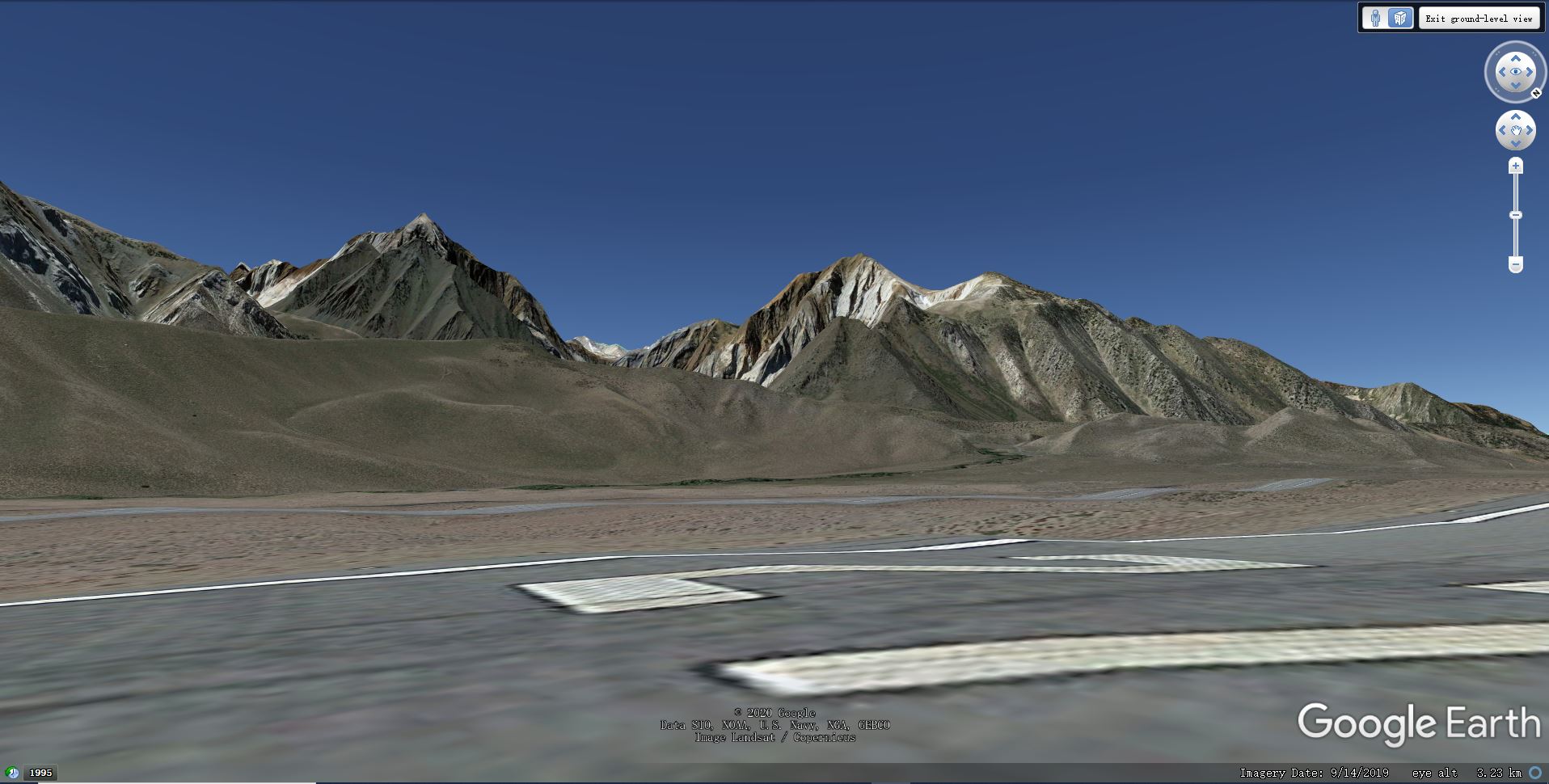 a & b) Google Earth Flight Simulator view showing fly-by of Mont