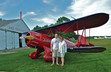 customers after biplane ride cape cod airfield