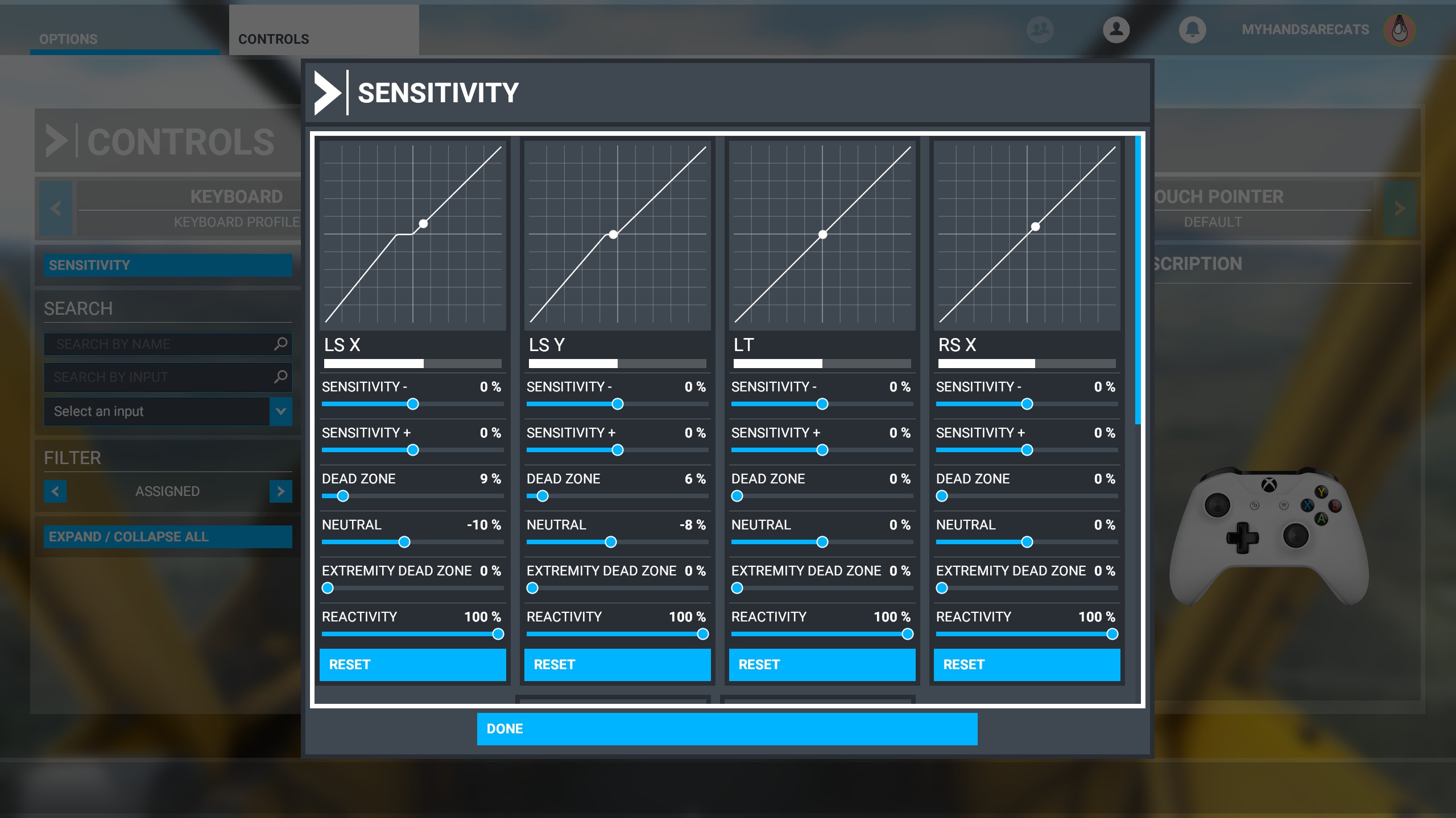 deadzone xbox controller farming simulator 19 settings