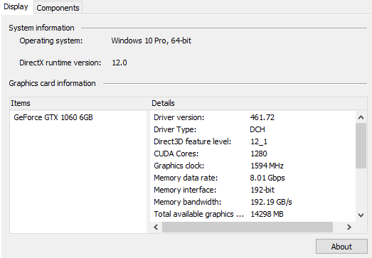 Sistem info GPU