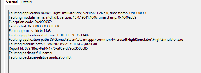 Constant CTD every flight now (ntdll.dll) - #773 by MichaelBelgium ...