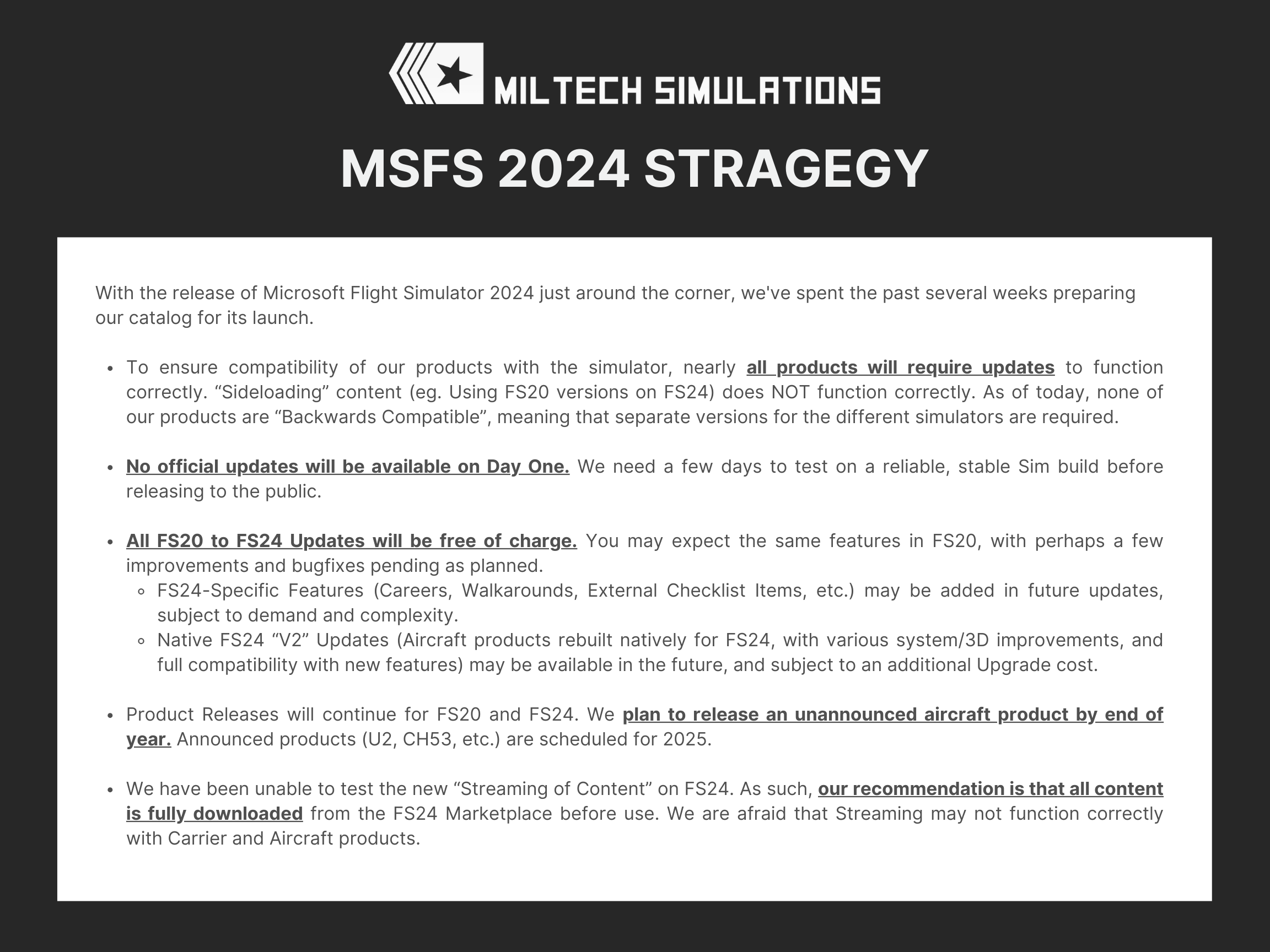 FS2024 et Miltech 351d238188c542bc63cbc519d01c0fde126f238b