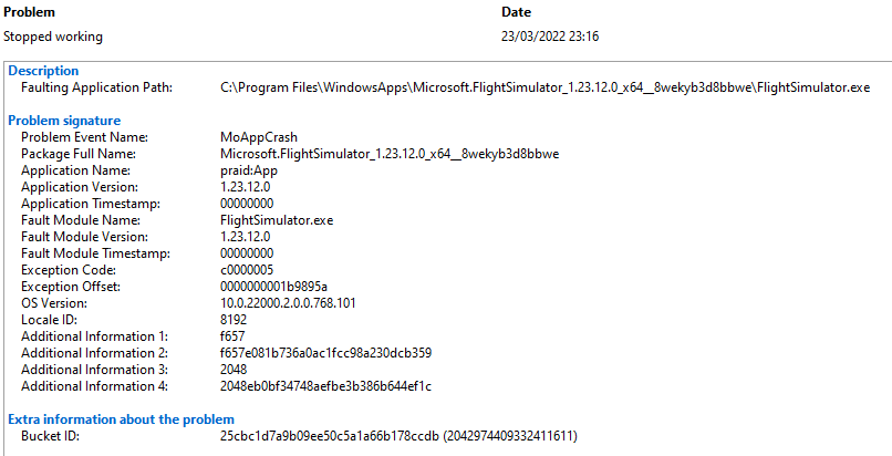 Crash to desktop always - General Discussion - Microsoft Flight ...