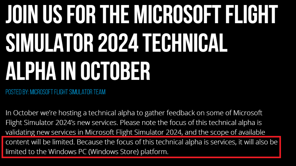 [2024 Tech Alpha] MSFS 2024 Insider Program in October Join Now