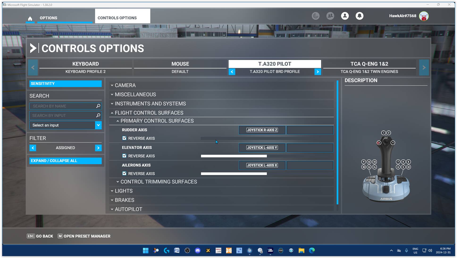 THrustmaster TCA Side Stick Rudder not showing in Control Options ...