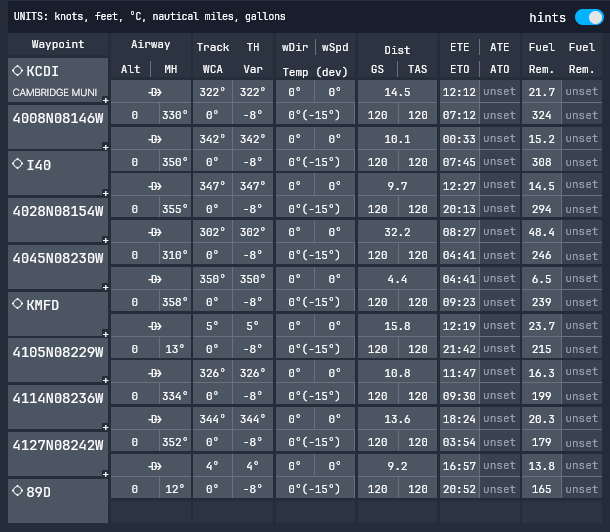 Nav Log in web planner incorrect? - User Interface & Activities ...