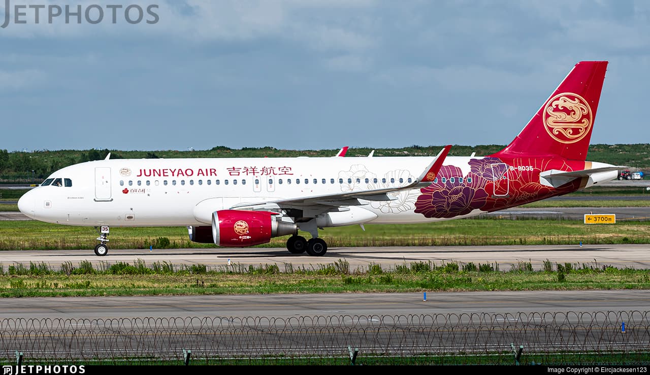Juneyao Air Centennial Vision mesh livery for Asobo A320neo